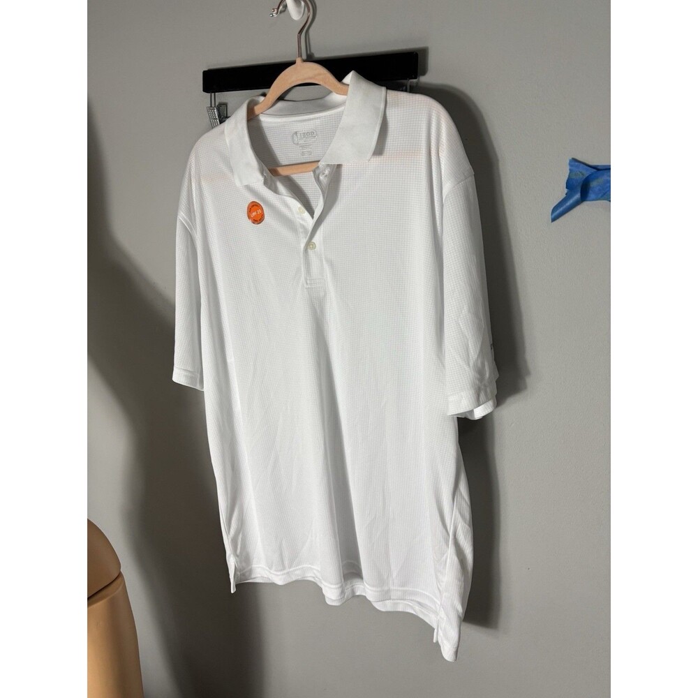 Izod Golf Collection Xtreme Function Checked Pattern Polo Shirt White Mens XL